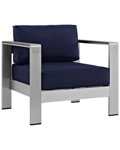 Modway Dnu  Outdoor Shore Outdoor Patio Aluminum Armchair In Black