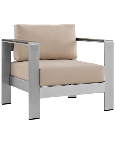 Modway Dnu  Outdoor Shore Outdoor Patio Aluminum Armchair In Brown