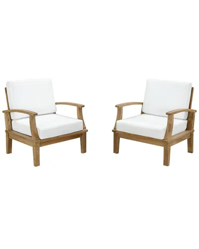 Modway Do Not Use Edi  Marina 2pc Outdoor Patio Premium Grade A Teak Wood Set In White