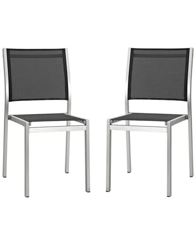 Modway Do Not Use  Outdoor Set Of 2 Shore Side Chair Outdoor Patio Aluminum Set In Black