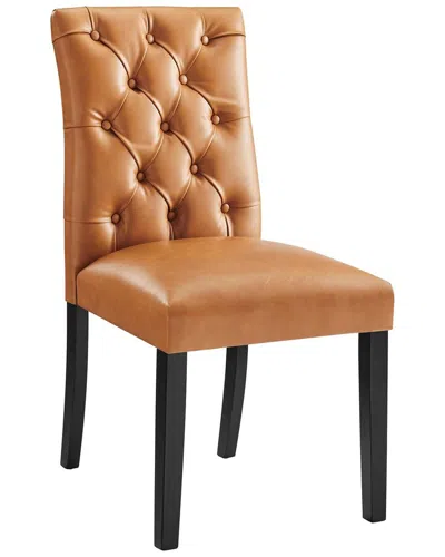 Modway Duchess Button Tufted Vegan Leather Dining Chair In Brown