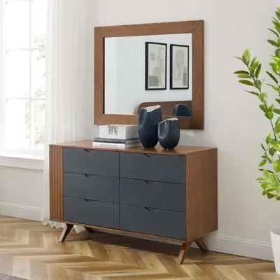 Modway Dylan Dresser And Mirror In Walnut