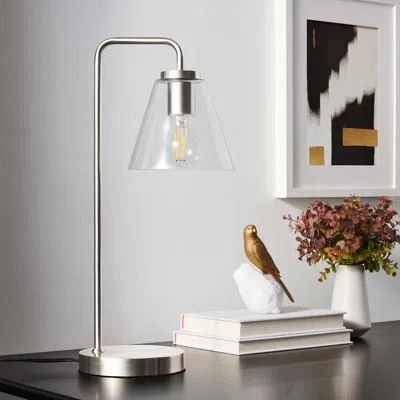 Modway Element Glass Table Lamp In Satin Nickel