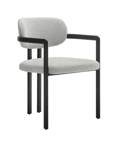 Modway Elio Barrel Fabric And Metal Dining Chair In Black