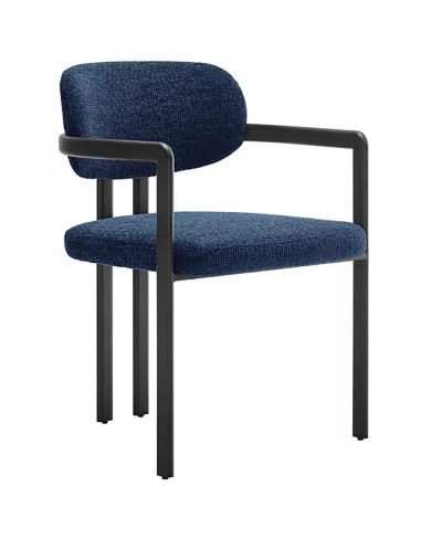 Modway Elio Barrel Fabric And Metal Dining Chair In Blue