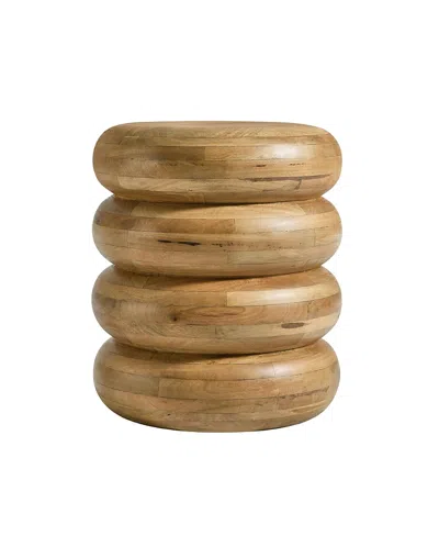 Modway Ellery Round Stacked Wood Side Table In Brown