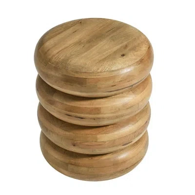Modway Ellery Round Stacked Wood Side Table In Natural Wood
