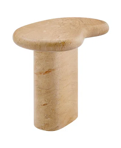 Modway Elowen Indoor Outdoor Patio Textured Faux Travertine Side Table In Brown