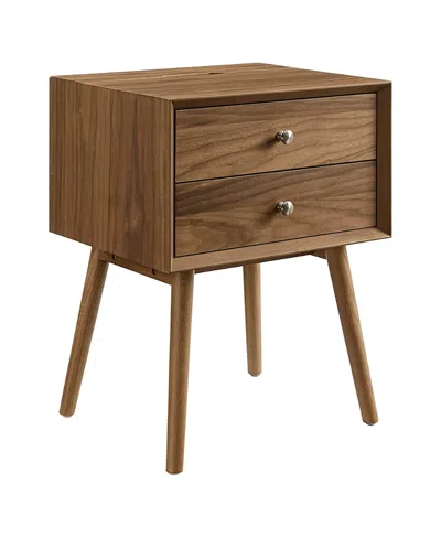 Modway Ember Wood Nightstand With Usb Ports In Brown