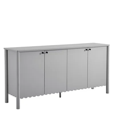 Modway Emmeline 66 4-door Scalloped Sideboard Cabinet In Silver