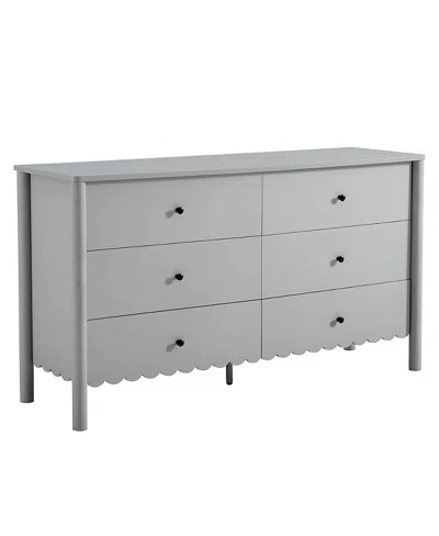 Modway Emmeline Scalloped 6-drawer Dresser In Gray