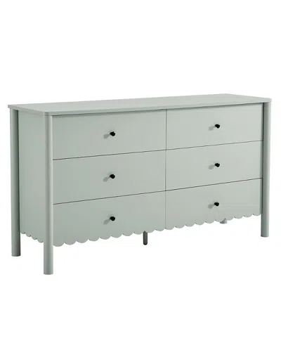 Modway Emmeline Scalloped 6-drawer Dresser In Green