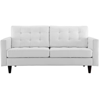 Modway Empress White Bonded Leather Tufted Loveseat