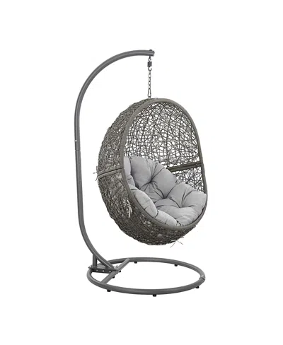 Modway Encase Outdoor Patio Rattan Swing Chair In Gray