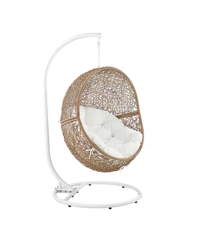 Modway Encase Outdoor Patio Rattan Swing Chair In Gray