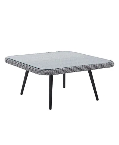 Modway Endeavor Outdoor Patio Wicker Rattan Square Coffee Table In Gray