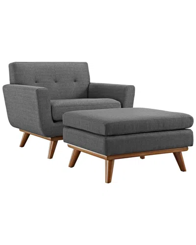 Modway Engage 2pc Armchair And Ottoman In Gray