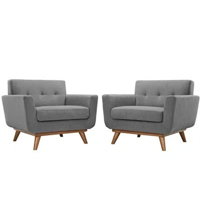 Modway Engage 40" Wide Tufted Armchair In Gray Performance Velvet