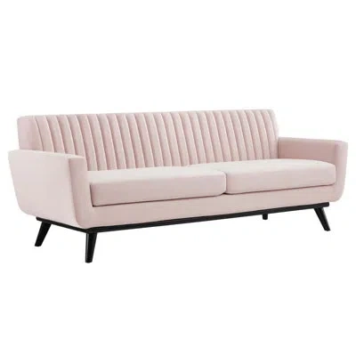Modway Engage Channel Tufted Fabric Sofa In Pink