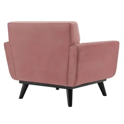 Modway Engage Channel Tufted Performance Velvet Armchair In Dusty Rose Velvet