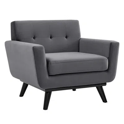 Modway Engage Performance Velvet Armchair In Gray Velvet
