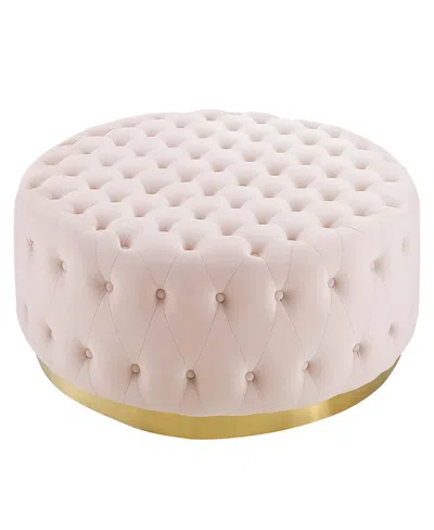 Modway Ensconce Tufted Performance Velvet Round Ottoman In Pink