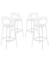 Modway Entangled Bar Stool Set Of 4 In White