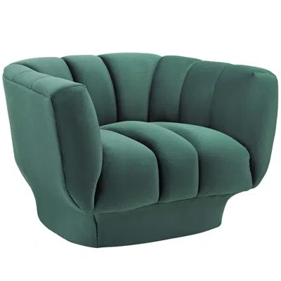 Modway Entertain Vertical Channel Tufted Performance Velvet Armchair In Green