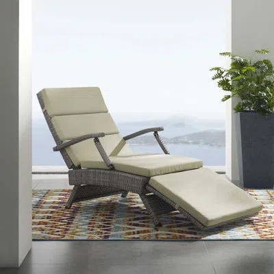 Modway Envisage Chaise Outdoor Patio Wicker Rattan Lounge Chair In Beige