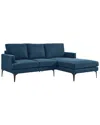 Modway Evermore Right-facing Upholstered Fabric Sectional Sofa In Blue