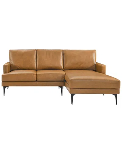 Modway Evermore Right-facing Vegan Leather Sectional Sofa In Brown