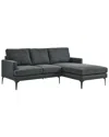 Modway Evermore Right-facing Upholstered Fabric Sectional Sofa In Black