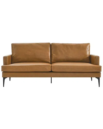 Modway Evermore Vegan Leather Sofa In Brown
