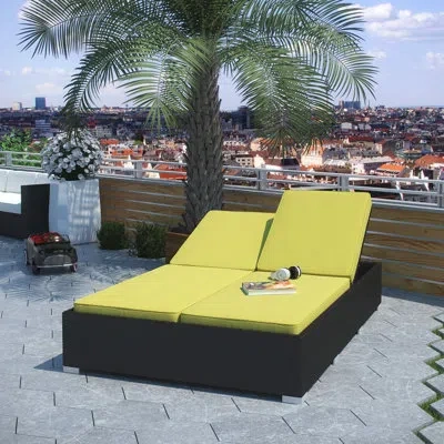 Modway Evince Traditional Two-seater Outdoor Espresso Wicker Patio Chaise Recliner In Peridot