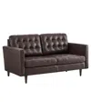 Modway Exalt Tufted Leather Loveseat In Brown