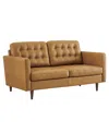 Modway Exalt Tufted Leather Loveseat In Brown
