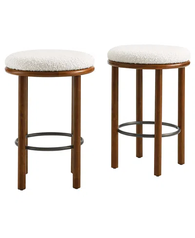Modway Fable Boucle Fabric Counter Stools, Set Of 2 In Brown