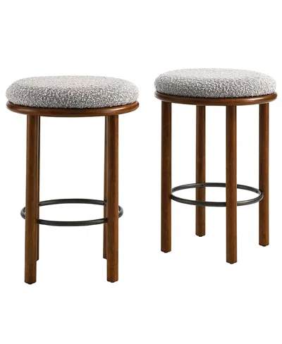 Modway Fable Boucle Fabric Counter Stools, Set Of 2 In Brown