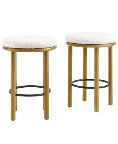 Modway Fable Boucle Fabric Counter Stools, Set Of 2 In Brown