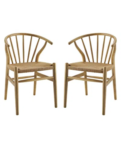 Modway Flourish Spindle Wood Dining Side Chair, Set Of 2 In Brown