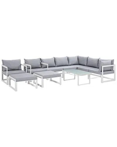 Modway Fortuna 10-piece Outdoor Patio Sectional Sofa Set In White