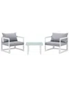 Modway Fortuna 3pc Outdoor Patio Aluminum Sectional Sofa Set