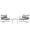 Modway Fortuna 3pc Outdoor Patio Aluminum Sectional Sofa Set
