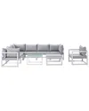 Modway Fortuna 9-piece Outdoor Patio Sectional Sofa Set In White