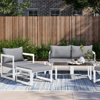 Modway Fortuna Fortuna 9 Piece Outdoor Patio Sectional Sofa Set In White,gray