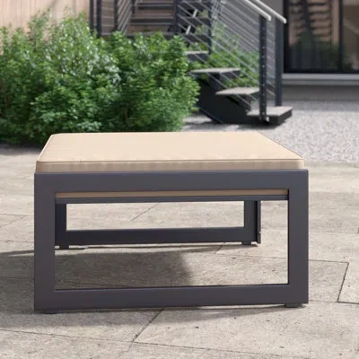 Modway Fortuna Outdoor Patio Ottoman With Cushion In Brown,mocha