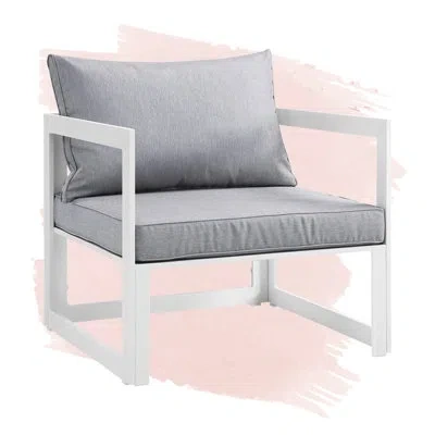 Modway Fortuna Patio Chair With Cushions In White,gray