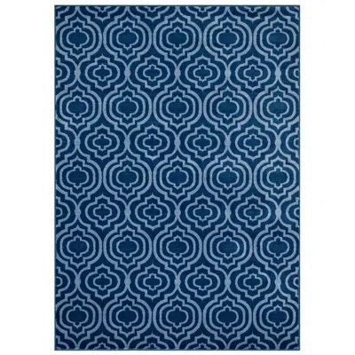 Modway Frame Transitional Moroccan Trellis Area Rug In Blue;light Blue