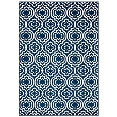 Modway Frame Transitional Moroccan Trellis Area Rug In Ivory;moroccan Blue