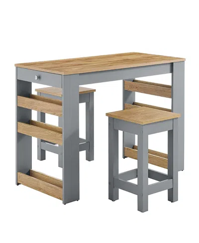 Modway Galley Kitchen Island And Stool, Set Of 3 In Brown